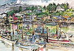 12 Blank Note Cards - La Conner, a classic Puget Sound fishing village.