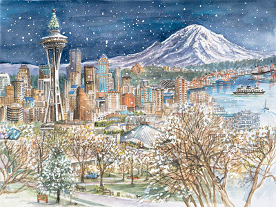 <h6>New!</h6> Queen Anne Hill in winter - Limited Edition Print