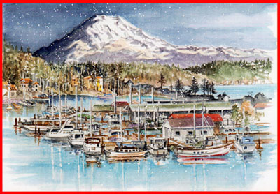 S-3 From the mountain to the sound, Season's Greetings - Christmas Cards - Baker'