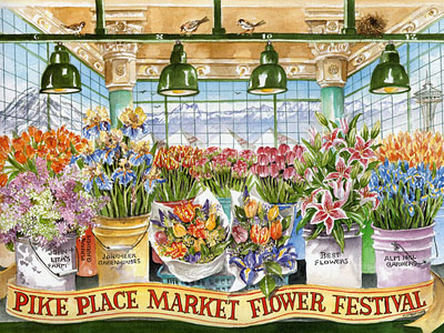 Pike Place Market Flower Festival Limited Edition Print