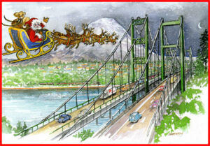 S-45 Santa's always "good to go" Christmas Cards